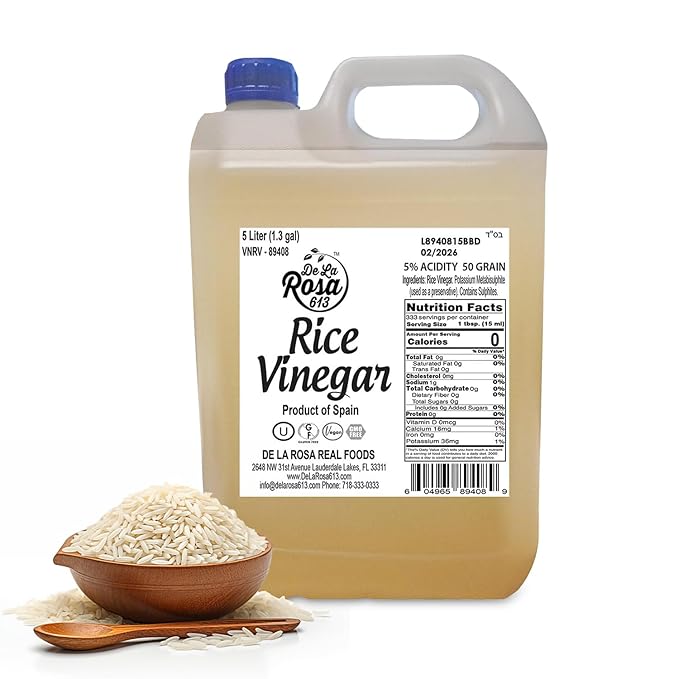 De La Rosa Rice Vinegar 5% Acidity, Kosher, Rice Vinegar for Cooking, Sushi, Salad Dressings and