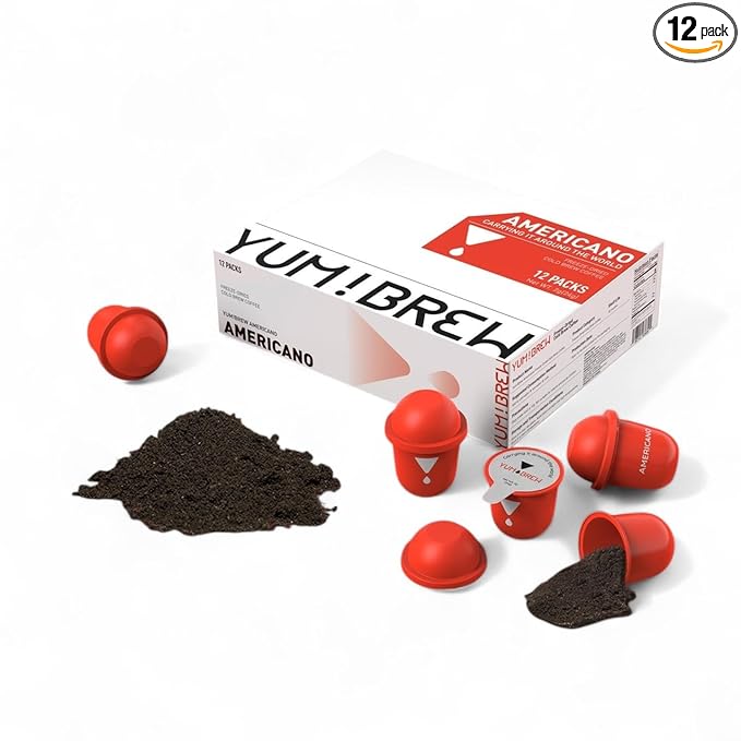 Yum!Brew Instant Americano Coffee – Freeze-Dried Arabica from Yunnan | 12 Single Servings | Bold &