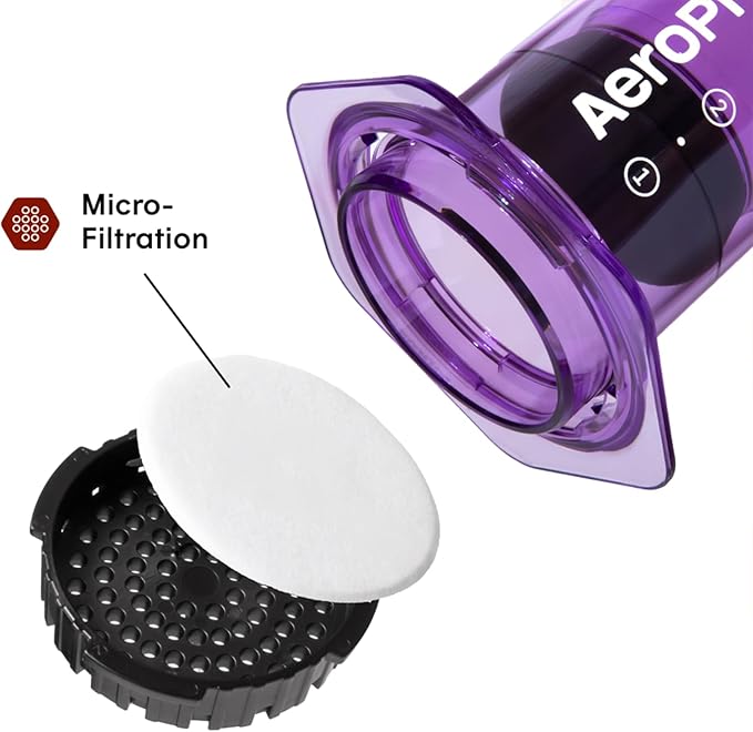 AeroPress Clear Purple Coffee Press – 3 In 1 Brew Method Combines French Press, Espresso, Full