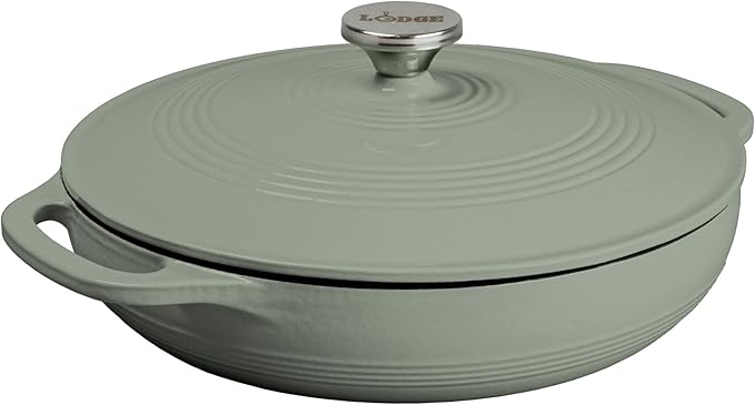 Lodge 3.6 Quart Enameled Cast Iron Covered Casserole with Lid ??Dual Handles ??Oven Safe up to