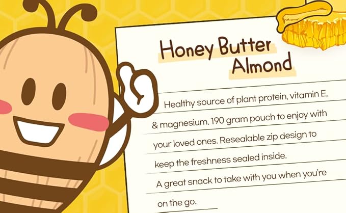 HBAF [Official Gilim Korean Honey Butter Seasoned Almonds Nut Snack | Gluten Free | Kids