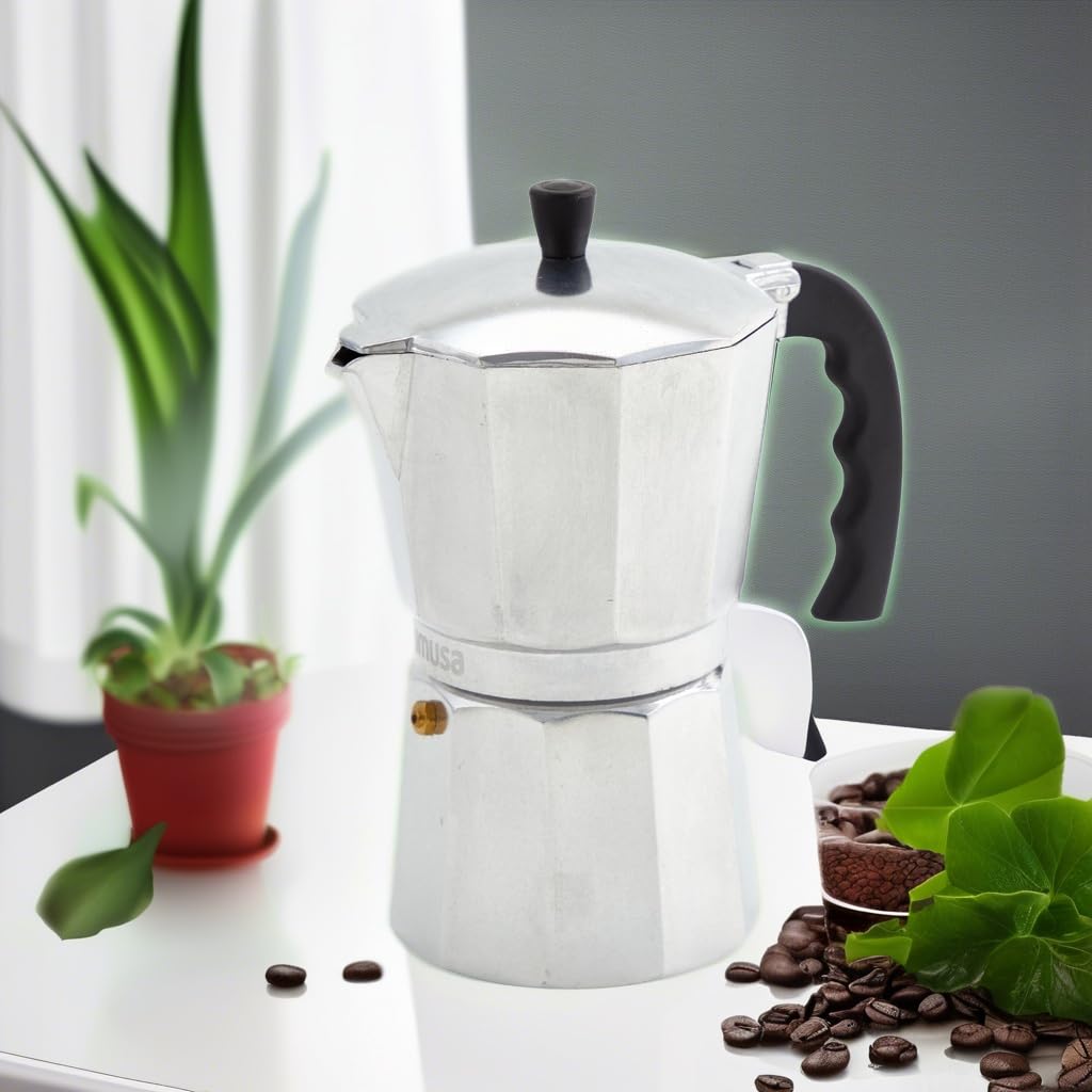 IMUSA 9 Cup Cast Aluminum Stovetop Coffee Maker with Cool-touch Handle