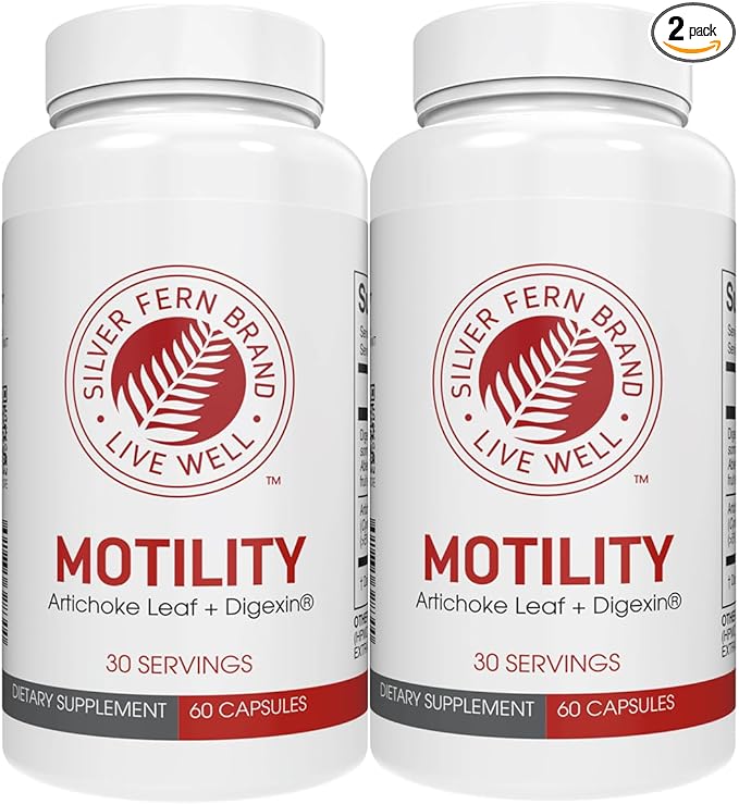 Silver Fern Brand Motility- Non-Laxative Constipation and Slow Motility Boost - 120 Capsules, 60