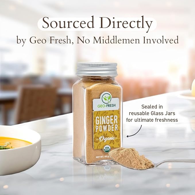 Geo-Fresh Organic Ginger Powder 1.4 oz - Ground Ginger Powder Organic Raw - USDA Certified
