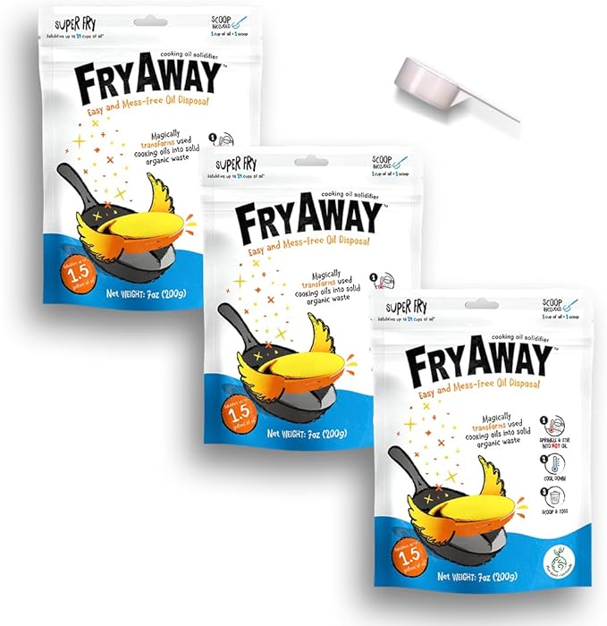 FryAway Super Fry Cooking Oil Solidifier, Super Value 3-Pack ??Solidifies 4.5 Gallons Cooking Oils