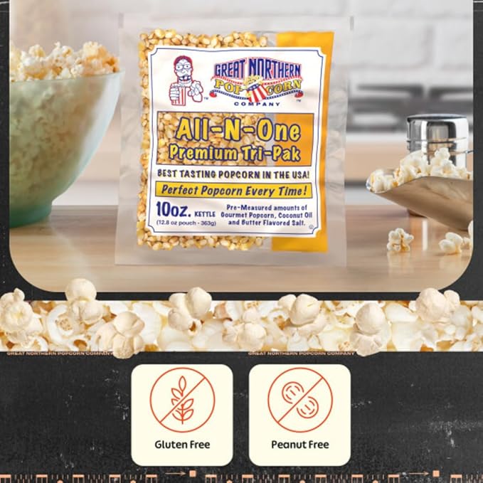 10oz Popcorn Machine Popcorn Packets - All-in-One Movie Theater Style Popcorn Kernels, Salt, and