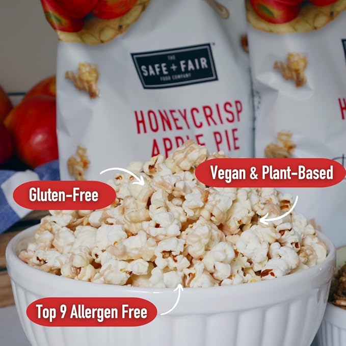 Safe + Fair Plant-Based Gourmet Apple Pie Flavored Popcorn - Honeycrisp Apple Pie Drizzled Kettle