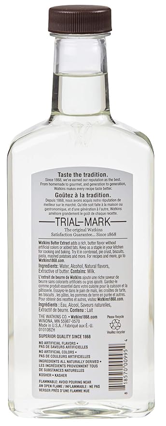 Watkins Butter and Clear Vanilla Flavoring Extracts, 11 oz. Bottles (2 Count)