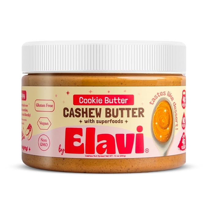 ELAVI Keto Cashew Butter, Kid-Friendly, Low-Sugar Dessert Spread | Vegan, No Added Sugar, No Sugar