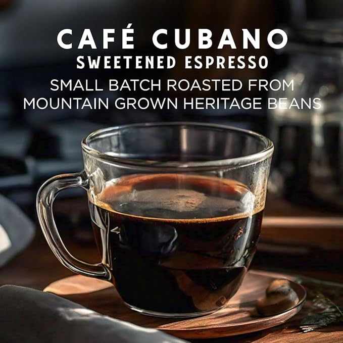 Oriente Sweetened Espresso Coffee Pods, 18 ct, Dark Roast Flavored Cuban Inspired Coffee in
