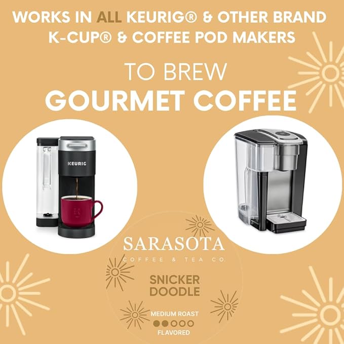Sarasota K-Cup Coffee Pods | Medium Roast Flavored Coffee | Snickerdoodle Sugar Cookie | Single