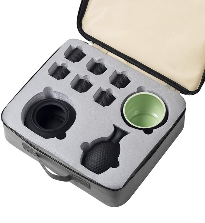 Ceramic Sake Set Cups with Warmer Keep Sake Storage Box, Traditional Porcelain Pottery Hot Saki