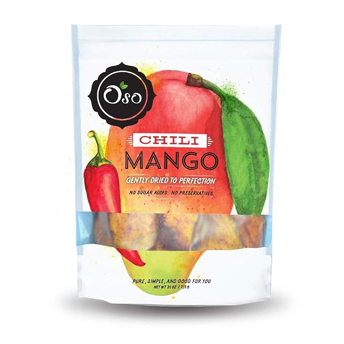 Oso Snacks Dried Chili Mango | No Sugar Added | No Preservatives | 100% Fruit | No GMO | Simply