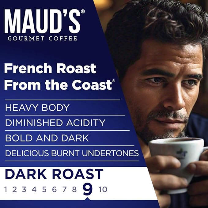 Maud's French Roast Coffee Pods, 100 ct, Dark Roast Coffee in Recyclable Single Serve Pods – 100%