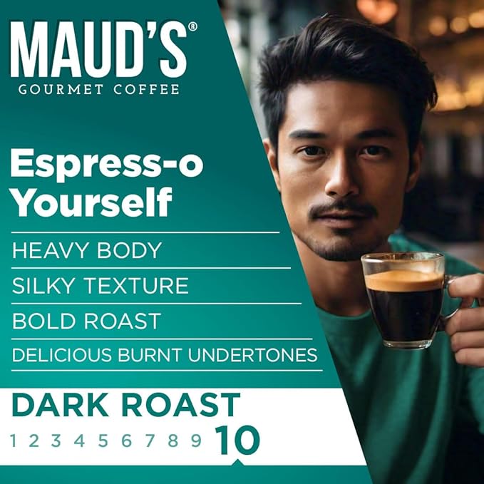 Maud's Espresso Roast Coffee Pods, 18 ct, Dark Roast Coffee in Recyclable Single Serve Pods – 100%