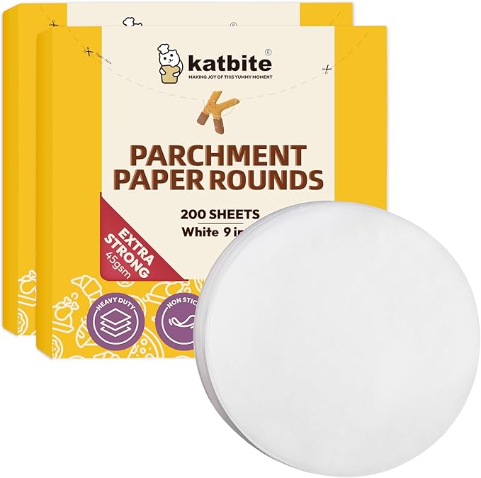 Katbite 9 Inch 400Pcs Parchment Paper Rounds, Round Parchment Paper for Cake Baking, Air Fryer