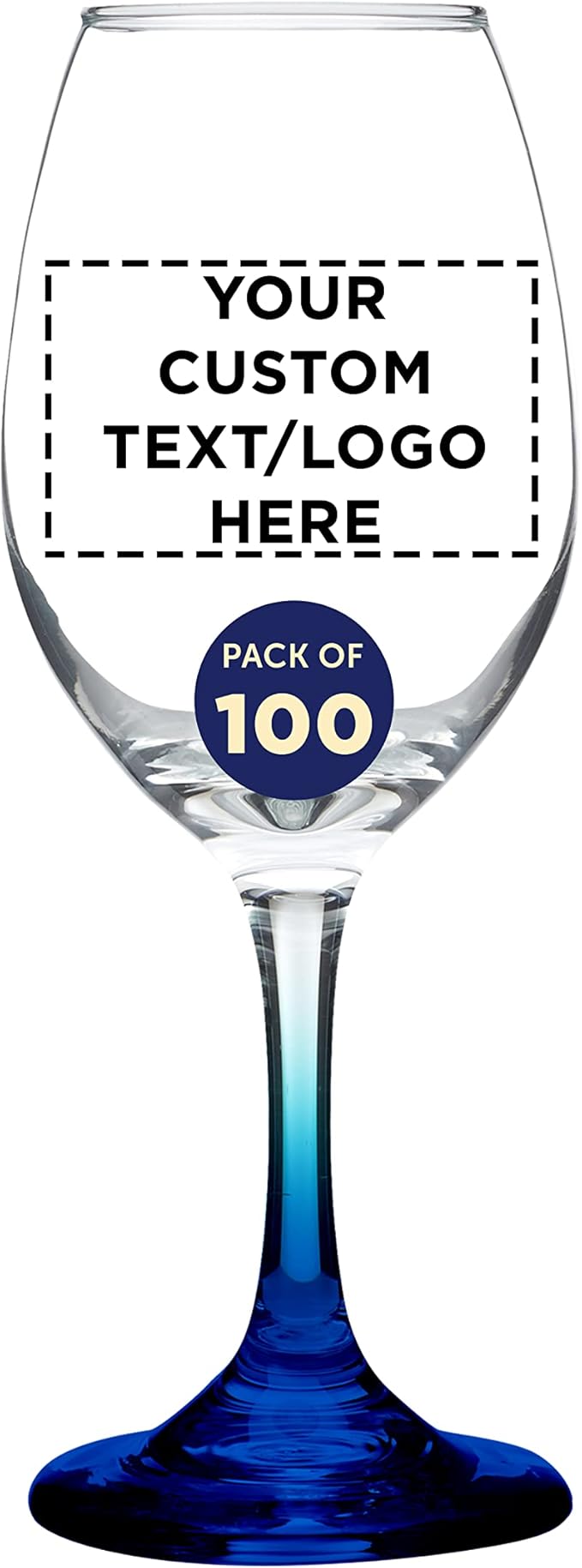 Custom Rioja Wine Glasses with Stem 10 oz. Set of 100, Personalized Bulk Pack - Color Bottom
