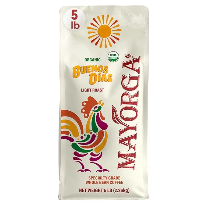 Mayorga Organic Coffee 5lb Buenos Dias - Light Roast Whole Bean Coffee Specialty Grade, 100%