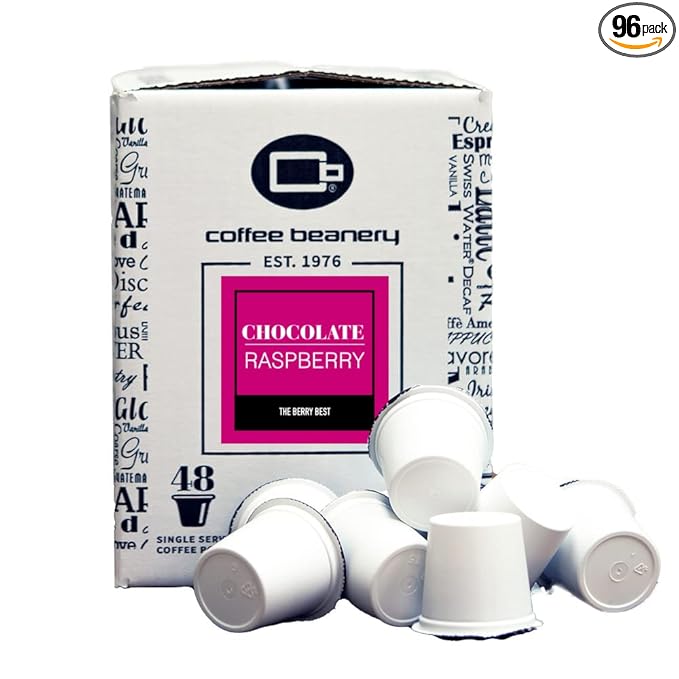 Chocolate Raspberry Coffee Pods by Coffee Beanery | 96ct Bulk Medium Roast Arbica Coffee