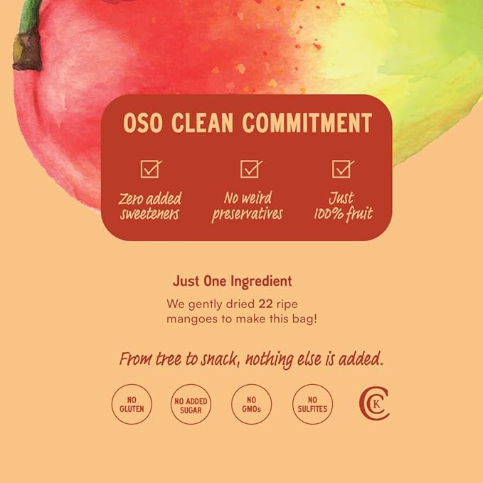 Oso Snacks Dried Mango Slices – Premium Quality, Large Pieces Only! No Added Sugar, No