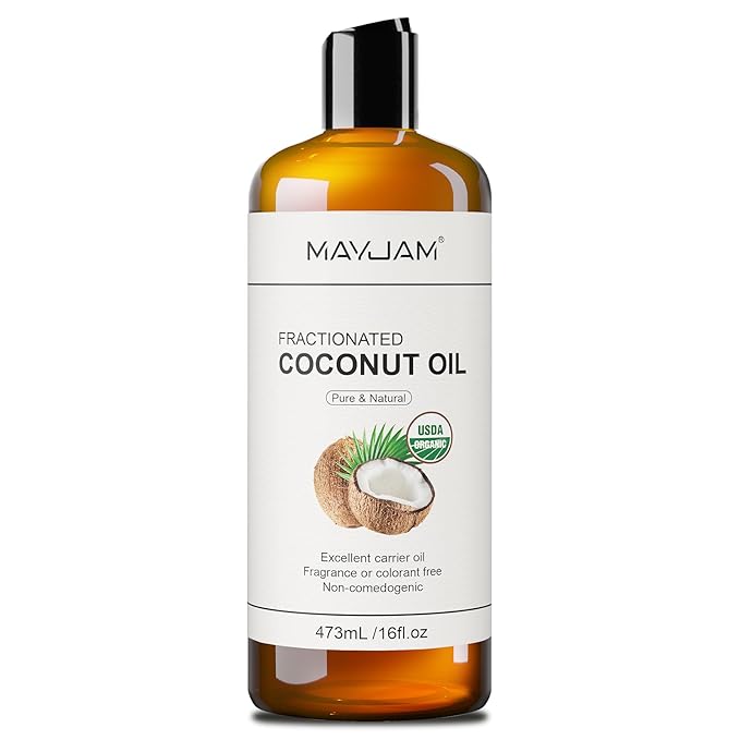 Organic Fractionated Coconut Oils Liquid 16oz, 100% Pure & Natural USDA Certified Cold Pressed