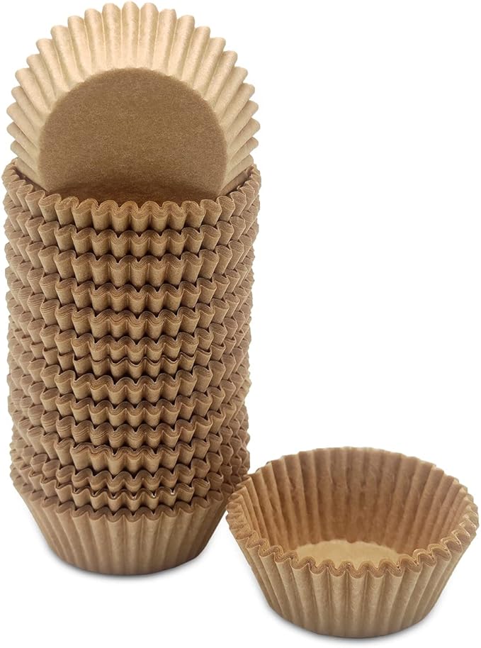 Greaseproof Mini Cupcake Liners, Premium Paper Baking Cups for Party Celebration,(Natural