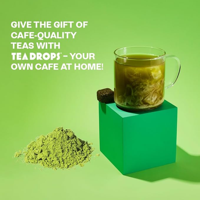 Tea Drops Lightly Sweetened Organic Tea Bulk Box | Matcha Green Tea | Iced or Hot Bagless Instant