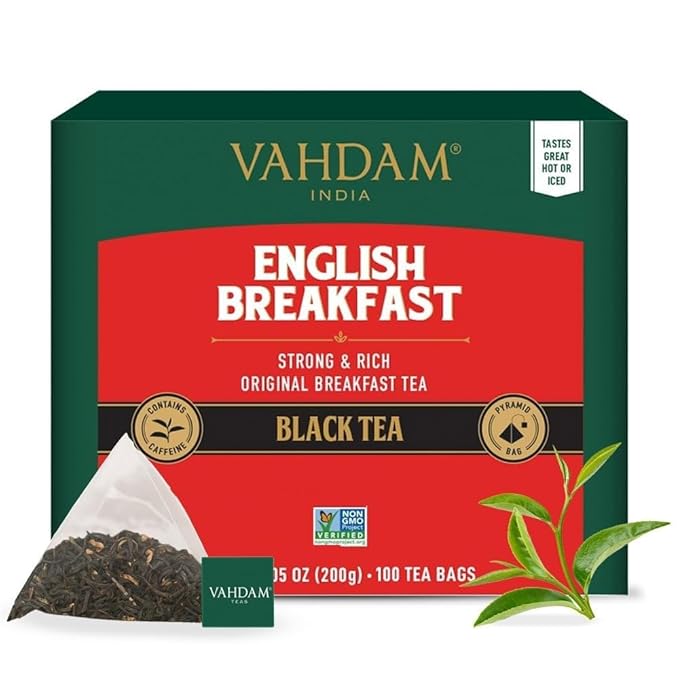 VAHDAM, English Breakfast Black Tea Bags (100 Count) High Caffeine | Strong, Robust & Flavoury |