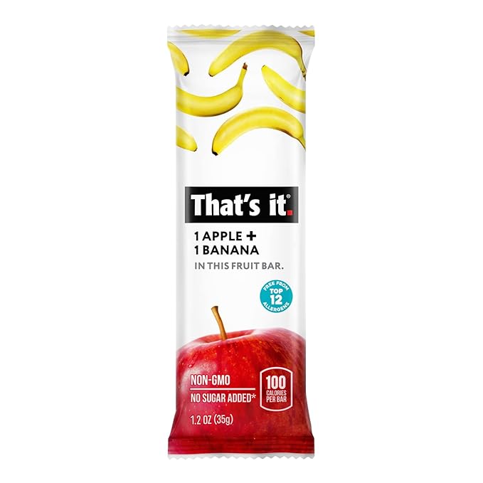 That's It Nutrition Apples + Banana 100% Natural Real Fruit Bar, Paleo for Children & Adults, Non