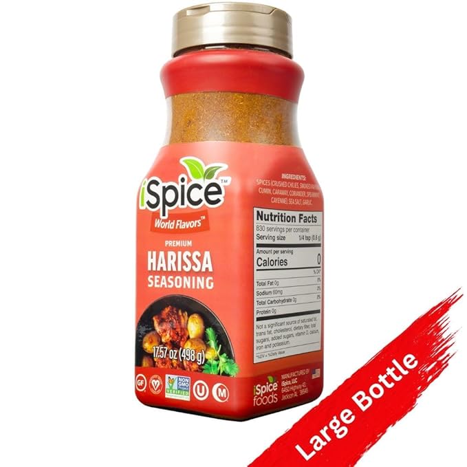 iSpice Blend | Harissa Seasoning | 17.57 oz | Mixed Spice & Seasoning | Bulk Size | Halal | Kosher