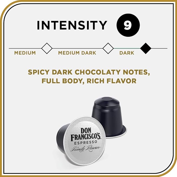 Don Francisco's Clasico Espresso Pods: 80 Recyclable Aluminum Capsules, Intensity 9 Dark Roast
