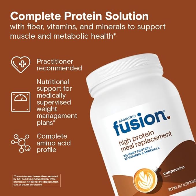 Bariatric Fusion Cappucino Meal Replacement 27g Protein Powder, 21 Serving Tub for Bariatric