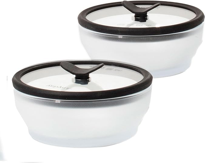 Anyday 2-Pack (2-Cup) Glass Food Storage Set with Glass Lids | Plastic-Free Frosted Meal Prep Bowls