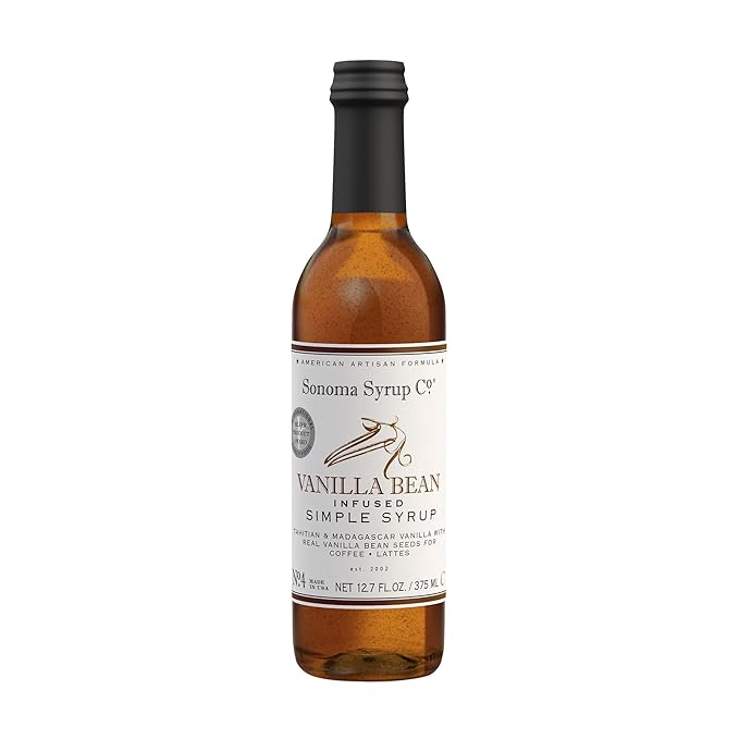 Sonoma Syrup Co. Vanilla Bean Infused Simple Syrup 12.7 fl oz | for Coffee, Tea, and Baking | Hand