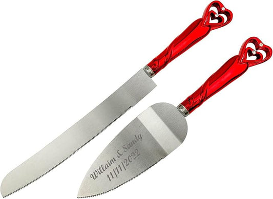 GIFTS INFINITY Personalized Wedding Cake Knife and Server Set Free Engraving - Valentine's