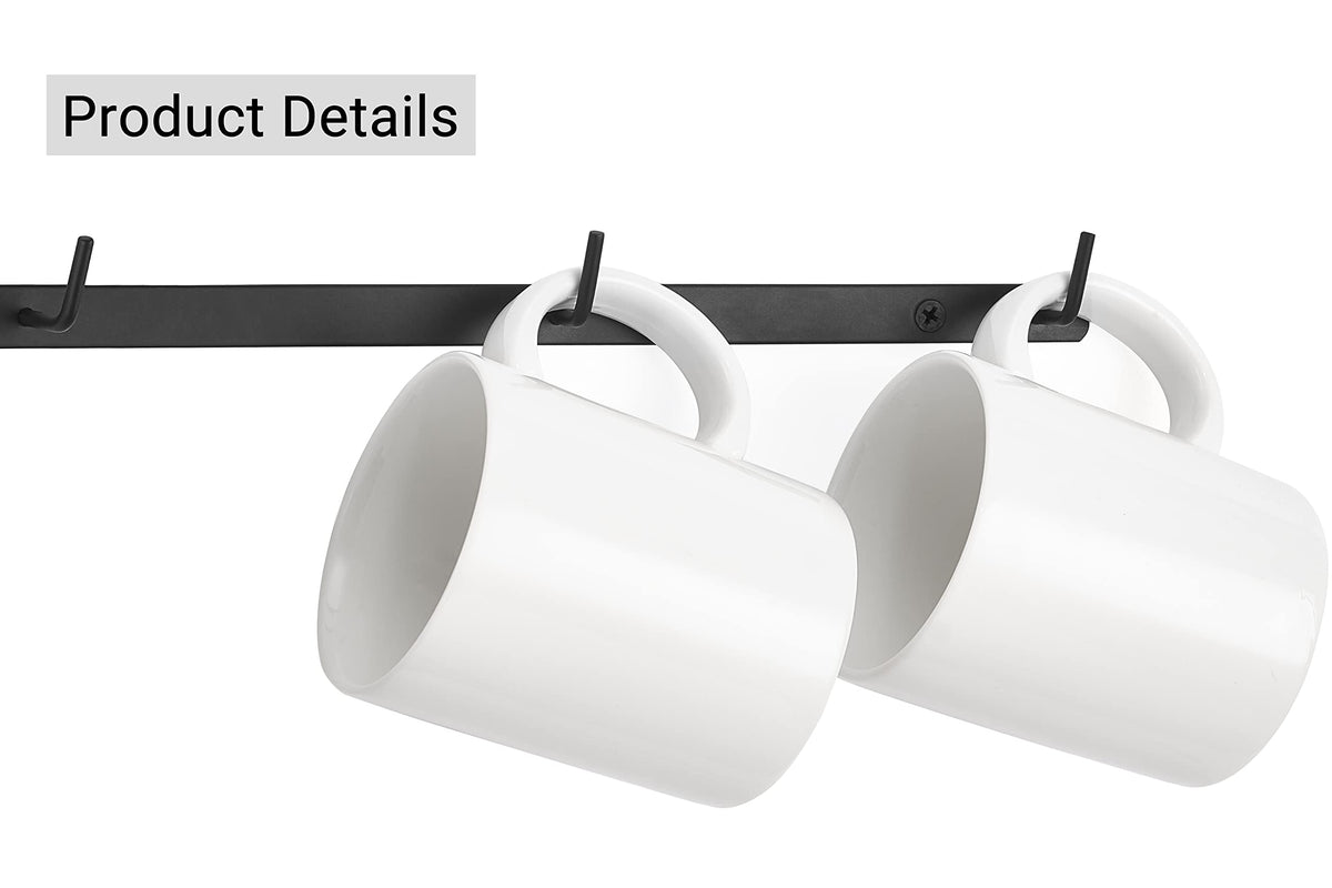 Dahey Mug Rack Wall Mounted Metal Coffee Cup Holder with 12 Hooks, 3 Pack