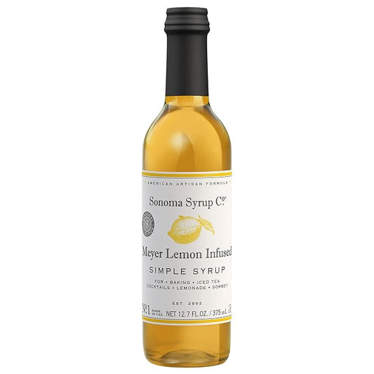 Sonoma Syrup Co. Meyer Lemon Infused Simple Syrup 12.7 fl oz | for Coffee, Cocktails, and Cooking |