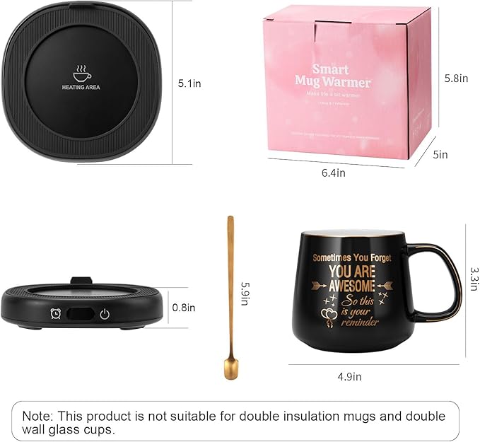 Coffee Mug Warmer & You are Awesome Mug Set, Electric Cup Warmer for Desk Office Home, Beverage