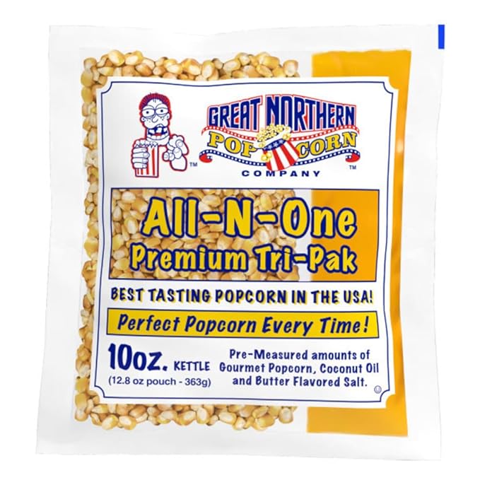 10oz Popcorn Machine Popcorn Packets - All-in-One Movie Theater Style Popcorn Kernels, Salt, and