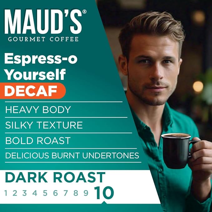 Maud's Decaf Espresso Roast Coffee Pods, 100 ct, Decaffeinated Dark Roast Coffee in Recyclable