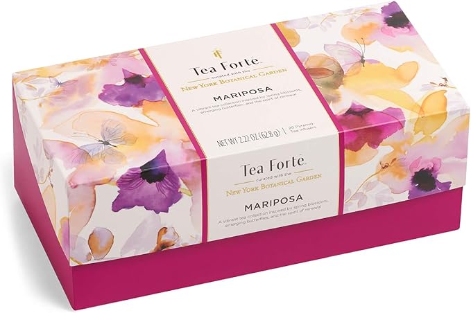 Tea Forte Mariposa Presentation Box Tea Gift Sampler, 20 Count, 2 of Each Variety Individually