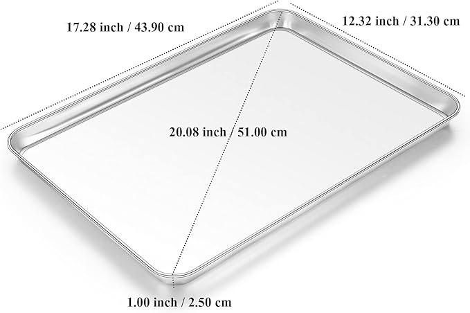 Baking Sheet, Yododo Stainless Steel Baking Pans Tray Cookie Sheet Toaster Oven Tray Pan Cookie