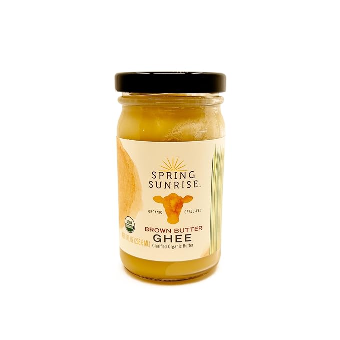 Spring Sunrise Organic Brown Ghee - Grass Fed Clarified Butter - Keto & Paleo Friendly, Lactose &