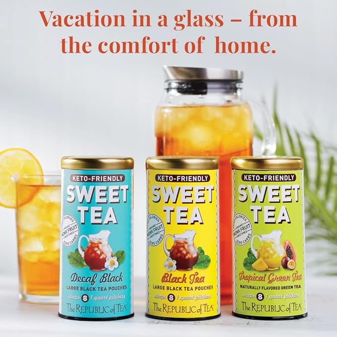 The Republic of Tea – Keto-Friendly Sweet Iced Decaf Black Tea, 8 Large Quart-Sized Iced Tea