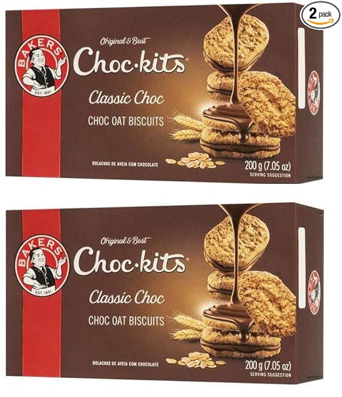 Baker's Choc-kits Crunchy Oat Biscuits/Cookie | Chocolate | Pack of 2 | 32-40 Cookies a Box |