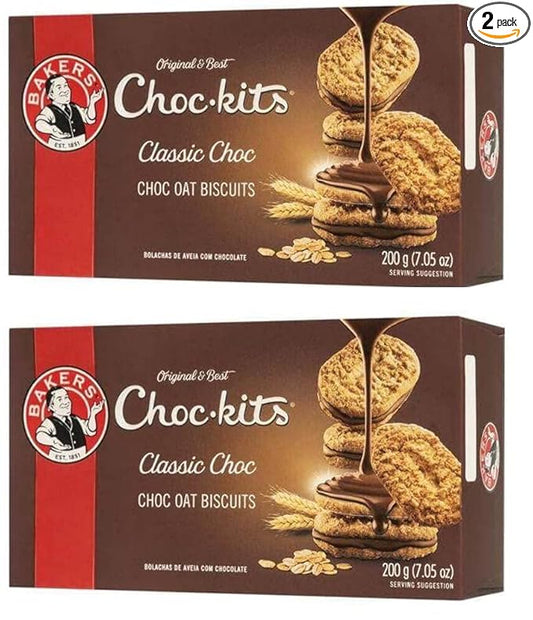 Baker's Choc-kits Crunchy Oat Biscuits/Cookie | Chocolate | Pack of 2 | 32-40 Cookies a Box |
