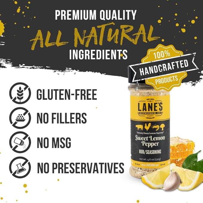 Lane's Sweet Lemon Pepper Seasoning, All-Natural Lemon Seasoning Blend with Citrus, Lemon Pepper