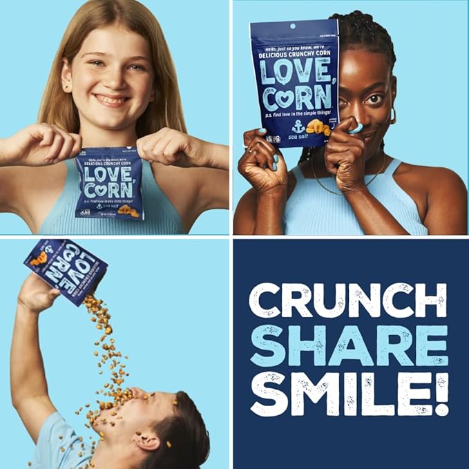 LOVE CORN Sea Salt 1.6oz x 10 Bags - Delicious Crunchy Corn - Healthy Family Snacks - Gluten Free