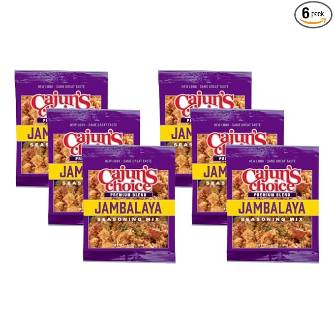 Cajun's Choice Jambalaya Seasoning Mix - 0.42 oz Packets, Pack of 6, Gluten-Free, No MSG, Authentic