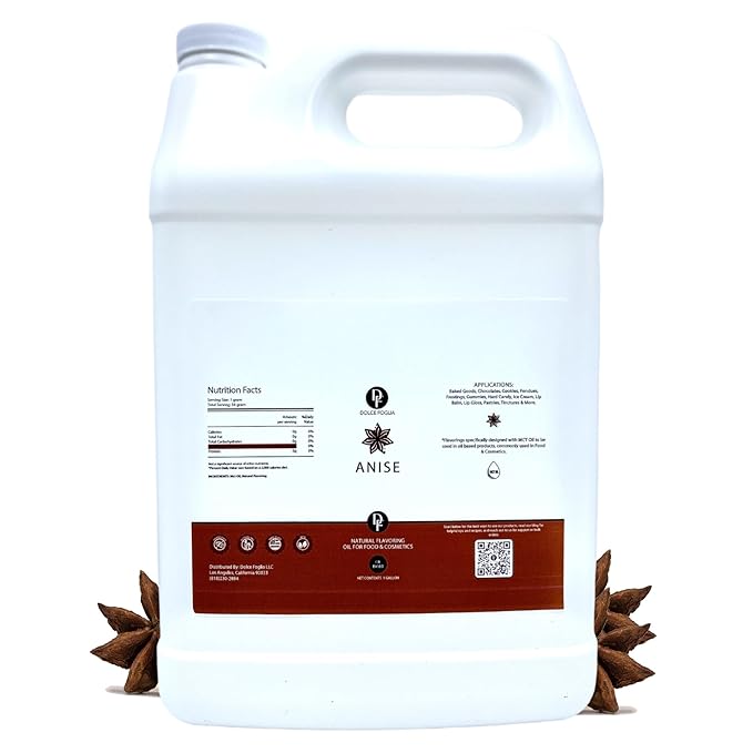 Dolce Flav Natural Anise Extract ??1 Gallon Oil-Soluble Kosher, Sugar-Free, Concentrated Licorice